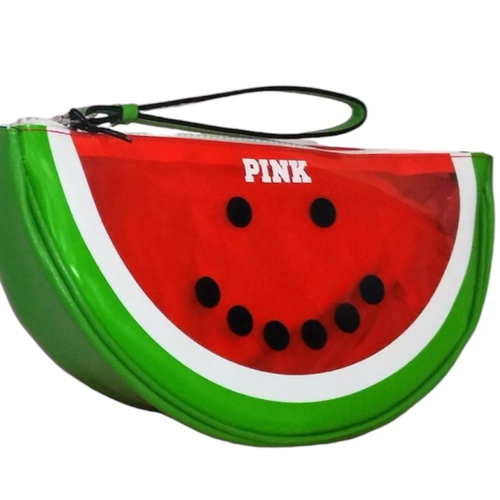Victorias Secret Pink WATERMELON WRISTLET Clutch Jelly BEAUTY Bag NWOT